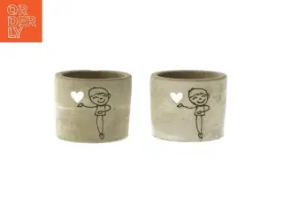 Beton fyrfadslys holdere med hjerte design (str. Ø 7,5x6 cm)