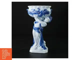 Porcelænsfigur med fad og blomster (str. 23 x 13 cm)