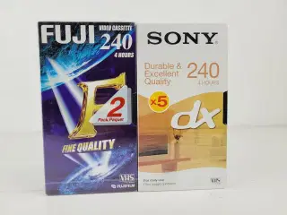 3 stk Ubrugte VHS 240 bånd Sony og Fuji