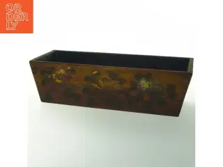 Antik blomstret træ kasse (str. 34x14 cm)
