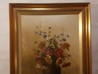 Flot malet blomsterbuket i vase