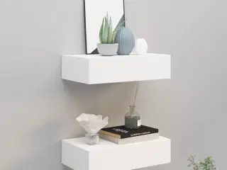 Væghylder med skuffer 2 stk. 40x23,5x10 cm MDF hvid