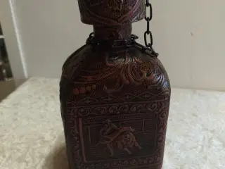 Spansk Dram flaske med læder overtræk