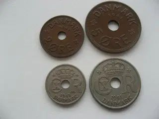 Færøerne sæt 1941 U/Hjerte 2,5,10,25 øre - 1 ØRE