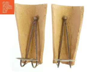 Vintage keramik og metalvæglysestager (str. H. 30 cm)