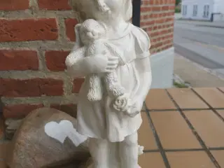 Lille Pige med en Bamse Statue Figur