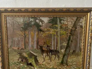Maleri med 2 hjorte. 