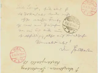 Sønderborg. R-brev 1924 til Kiel