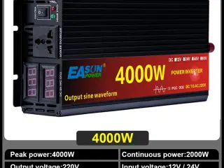 Omformer 12V 4000W REN SINUS 220v universal