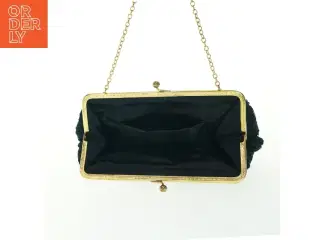 Sort aftenclutch med gylden kæde (str. 25x16,5 cm)