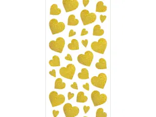 Glitterstickers, hjerter, ark 10x24 cm, guld, 2ark/ 1 pk.