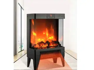 Elektrisk pejs/varmeblæser Q20P – sort, 1.800 W, fjernbetjening