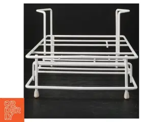 Hvidt stativ/reol til opbevaring af tallekner/kopper i metal (str. 24 x 24,5 cm. og. 20 x 24,5 cm)