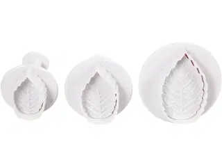 Udstikkere med præg, blad, diam. 3,4+4,4+4,9 cm, hvid, 3stk./ 1 pk.
