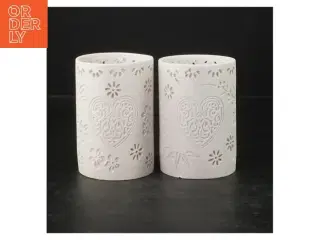 Dekorative keramikpotter med hjertemotiv (str. Ø. 7 cm. længde, 10 cm)