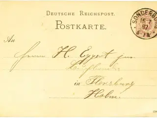 Sønderborg. LUX-stempel på brevkort, 1887