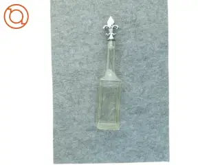 Antik Glaskaraffel og korkprop med sølv fransk lilje (str. 39 x 8 cm)