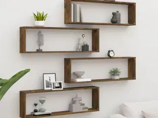 Væghylder 4 stk. 100x15x30 cm konstrueret træ røget egetræ