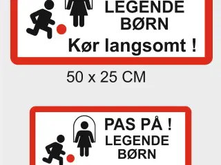 Skilte "Pas På - Legende børn" i 2 mm aluminium