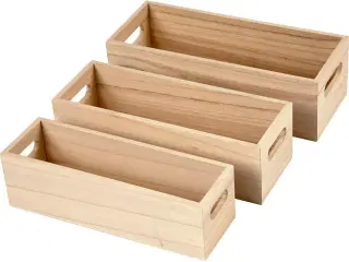 Depotkasser, H: 6,5-7,5 cm, L: 22+23,5+25 cm, B: 6,5+7,5+8,5 cm, 3stk./ 1 sæt