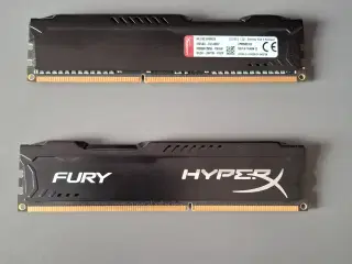 2 stk. HyperX Fury DDR3 RAM klodser på 4gb hver