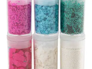 Bio-glimmer &amp; Pailletter, pastelfarver, 6x7ml/ 1 pk.