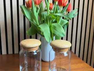Vintage opbevaringsglas med trælåg
