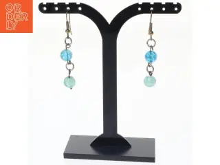 Øreringe med turkise kugler (str. 5 x 1 cm)