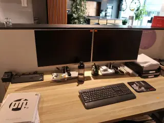 2 stk. computerskærme HP E234i med tastatur og dockingstation