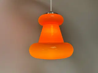 Pendel Orange glas, Champagnefarvet skærm