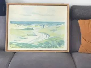 Original- Akvarel med pastel af Axel p j i ramme