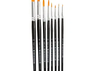 Nylon Pensler, 0+1+2+4+8+12+18+22, L: 16,5-21 cm, B: 1-8 mm, rund, 8 stk./ 1 pk.