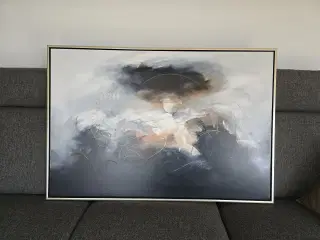 3 Abstrakte malerier i grå og beige nuancer