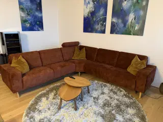 Stor hjørnesofa m. Recliner funktion og nakkestøtt