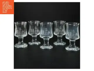 Glas med skibsmotiv (str. Ø 6,5x12 cm)