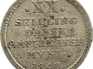 20 Skilling 1840 Dansk vestindien