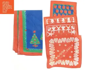 Retro juledug og stofservietter (str. 24 x 22 cm. og. 25 x 17,5 cm. og. 35 x. 60 cm)
