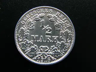 Tyskland  1/2 Mark  1918 J  Sølv  KM#17
