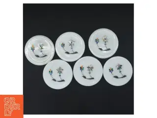 Runde Marmor coasters med indlagt halvædel sten og abeloneskal blomsterdekoration (str. Ø 9 cm)