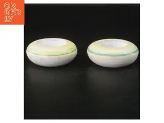 To lysestager i keramik (str. 2 styk, 7,5x3 cm)