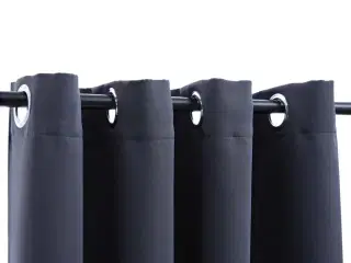 Lysdæmpende gardiner 2 stk. metalringe 140 x 225 cm antracitgrå