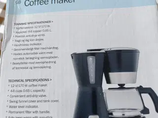 Kaffemaskine 12V til 4-6 kopper