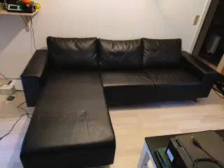 Chaiselong, læderlook, 3 pers.