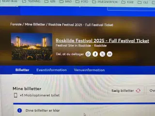 Roskilde Festival billet (Full Ticket)