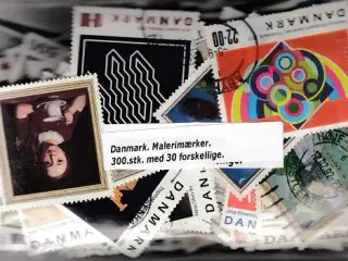 Danmark. Malerimærker. 300 stk. med 30 forskellige