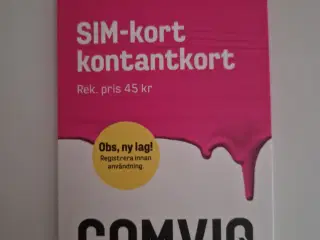 1 COMVIQ (Tele2 ) PREPAID SWEDISH SIM CARD. +46 ph