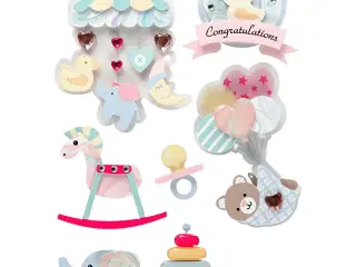 3D Baby Stickers - Farverige Motiver, 8 stk.