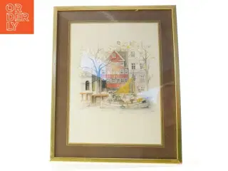 Indrammet billede af bylandskab (str. 47 x 37 cm)