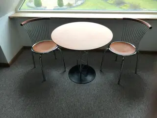 Cafesæt, rund bord + 2 stole