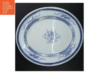 Blåt og hvidt fajancefad fra B. W. M & Co (str. 44 x 35 cm)